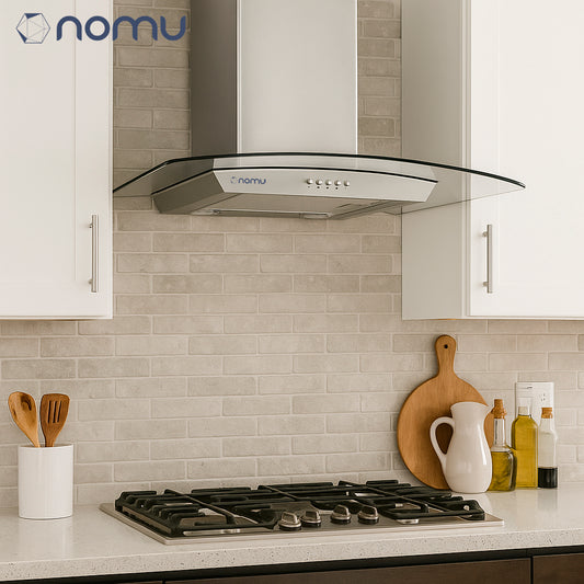 NOMU Campana de Extracción Cristal Curvo 76cm Acero Inoxidable
