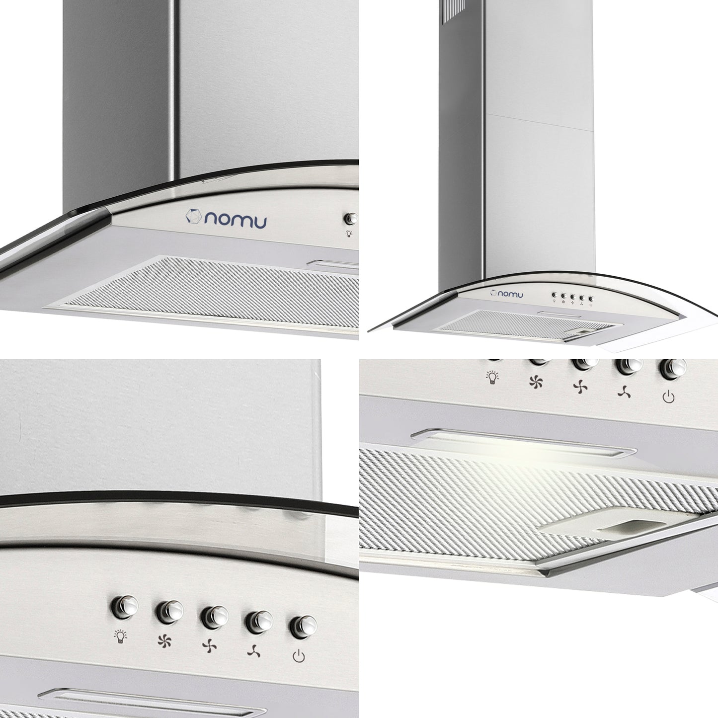 NOMU Campana de Extracción Cristal Curvo 60cm Acero Inoxidables