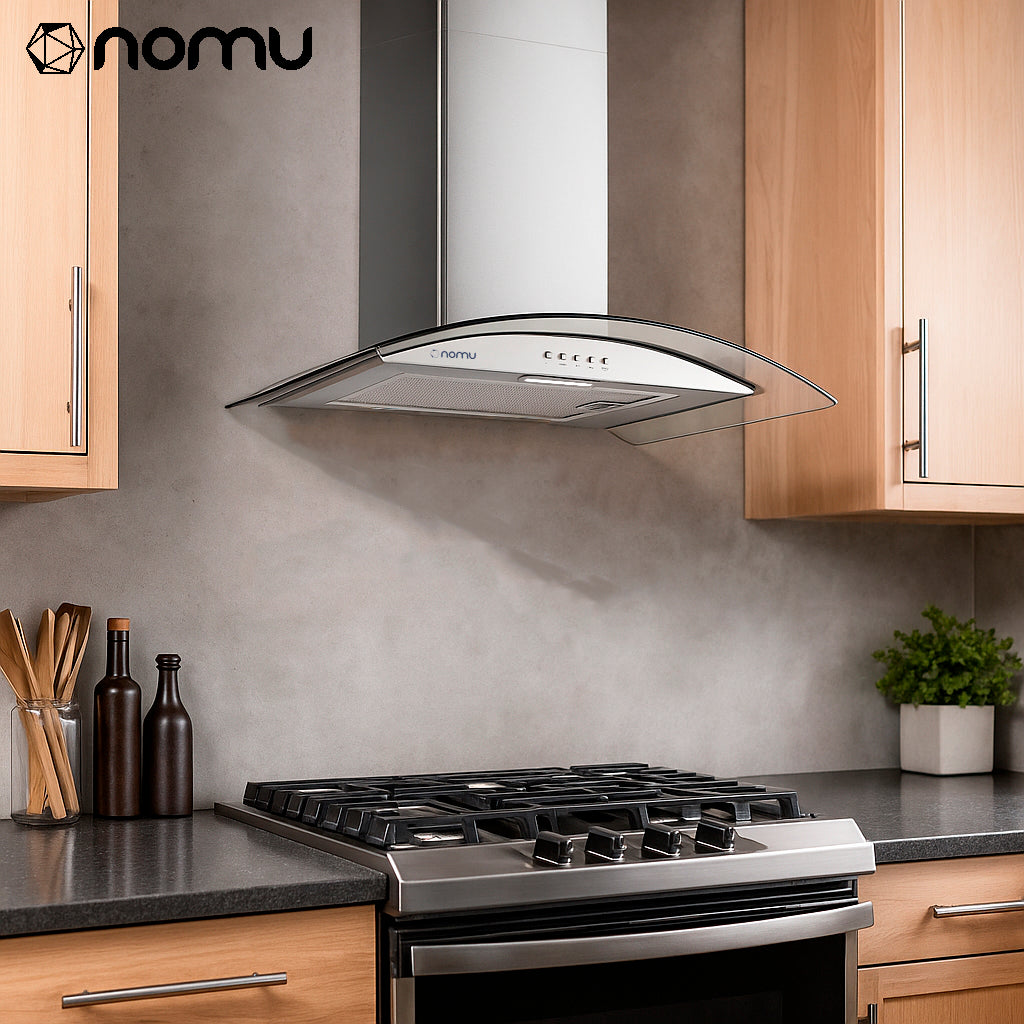 Campana Extracción Cristal 60cm Acero Inoxidable, 3 Velocidades, NOMU
