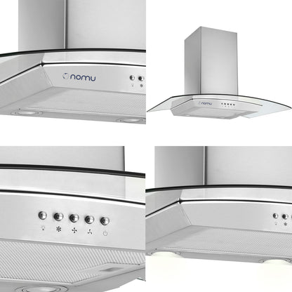 Campana de Extracción Vidrio Templado 76cm Acero Inoxidable NOMU