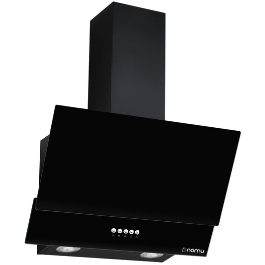 Campana Extractora 60cm Acero Inoxidable Cristal Templado Negro NOMU