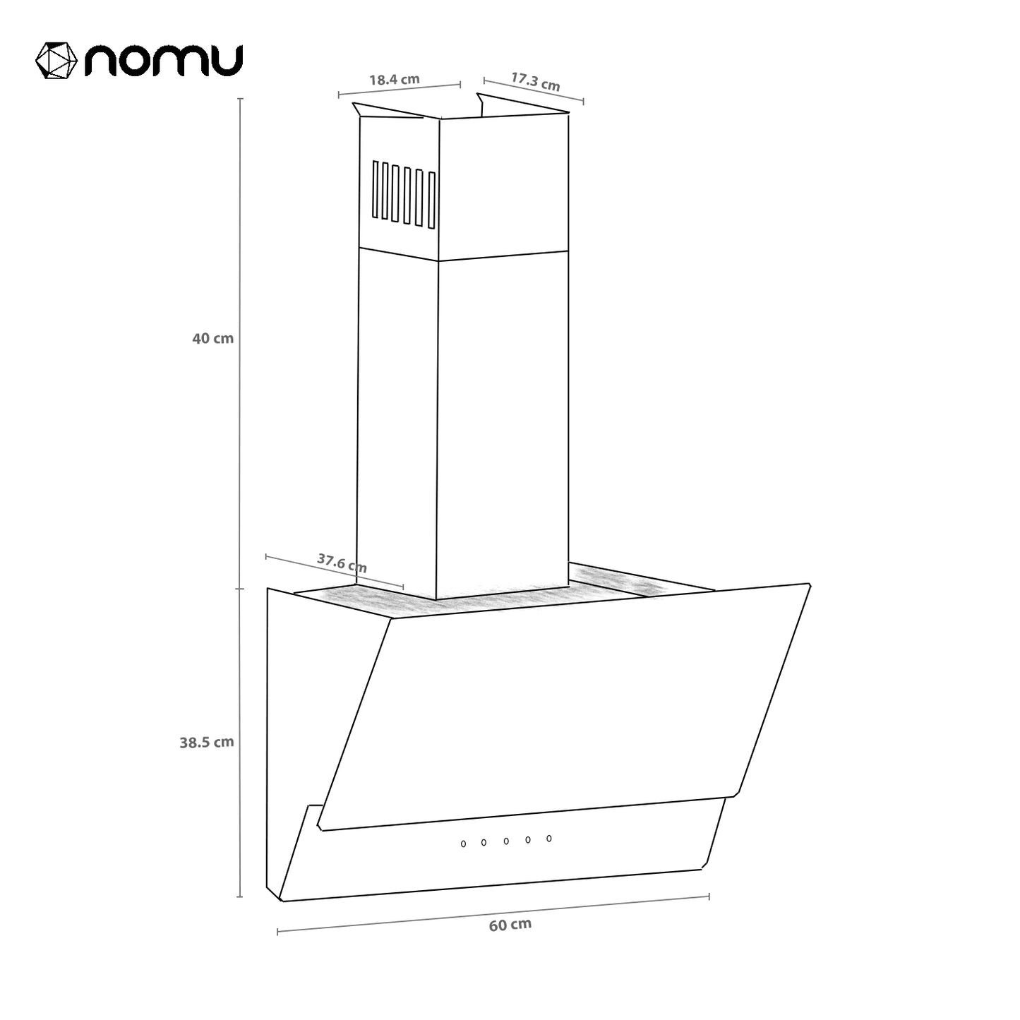 NOMU Campana Extractora Pared 60cm Cristal Temp Color Negro