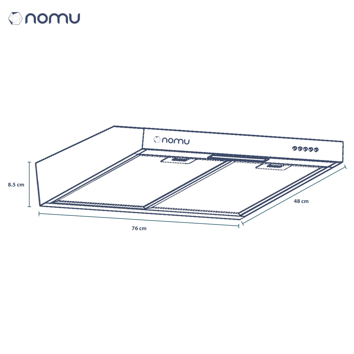 Campana Extractora Para Cocina de Pared Acero Inoxidable 76cm NOMU