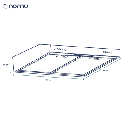 NOMU Campana Extractora Empotrable 76 cm, Acero Inoxidable, 3 Velocidades