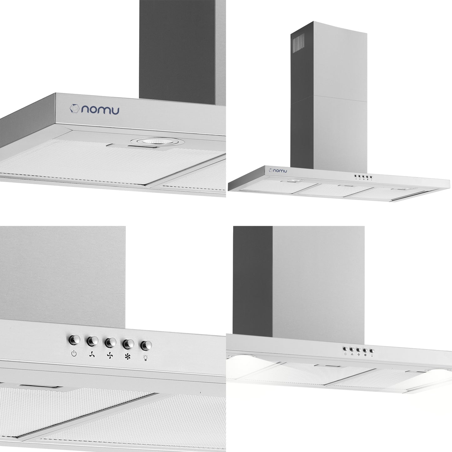 NOMU Campana de Extracción en T 90cm Acero Inoxidable 3 Velocidades