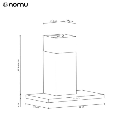 NOMU Campana de Extracción en T 90cm Acero Inoxidable 3 Velocidades